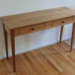 Butternut and cherry hall table, mortise and tenon jointery, hand cut dovetails, inlay banding on top.
