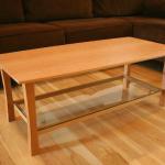 Coffee table, flame cherry top, 2K polyurethane finish.