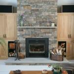 Hickory Builtins with hidden TV and firewood storage.